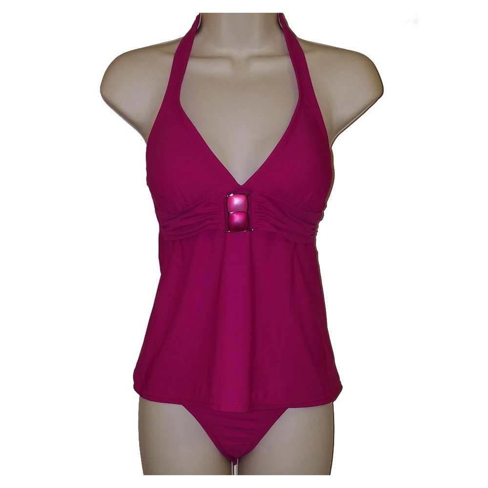 2 Bamboo pink halter tankini 32B/C M